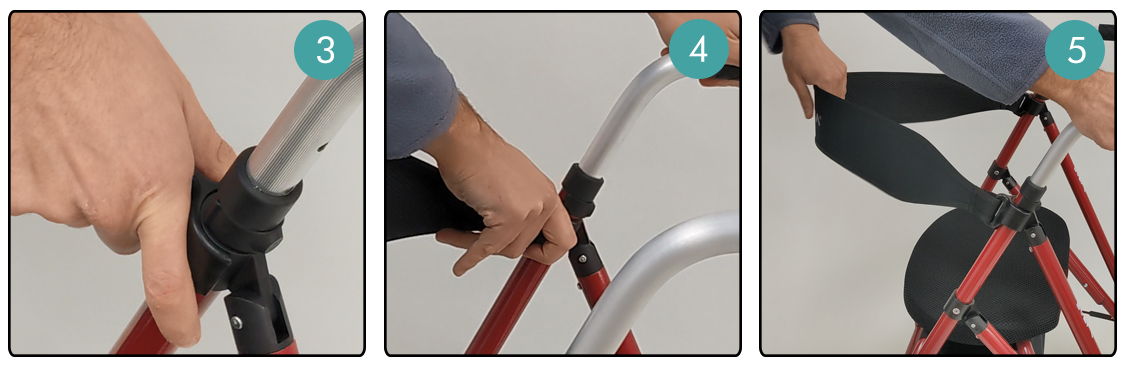 Montaje respaldo de tela en andador pasos 3-4-5